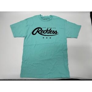 Reckless Los Angeles Graphic T Shirt Medium Aqua Blue Short Sleeve Crew Neck